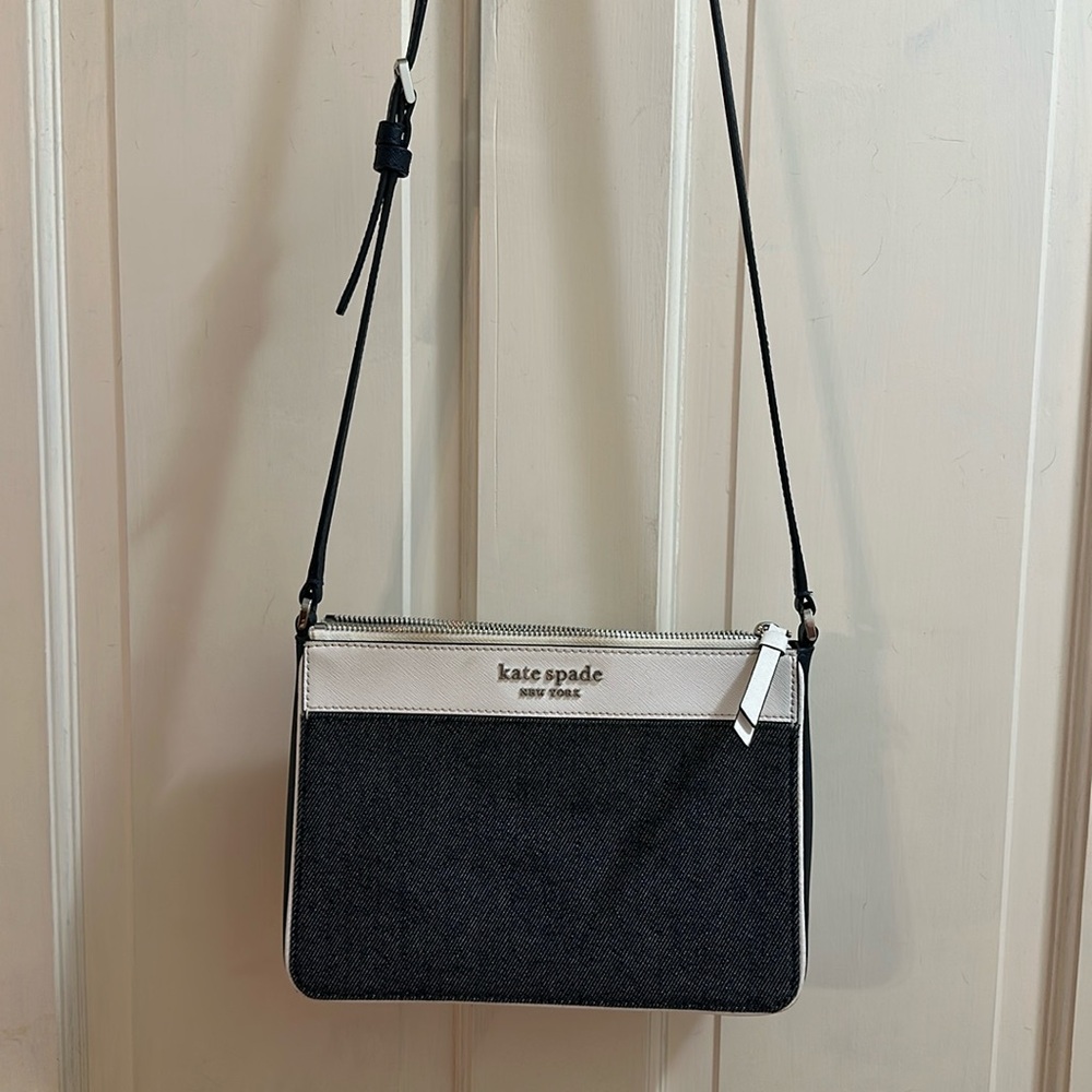 Kate Spade denim and white crossbody
